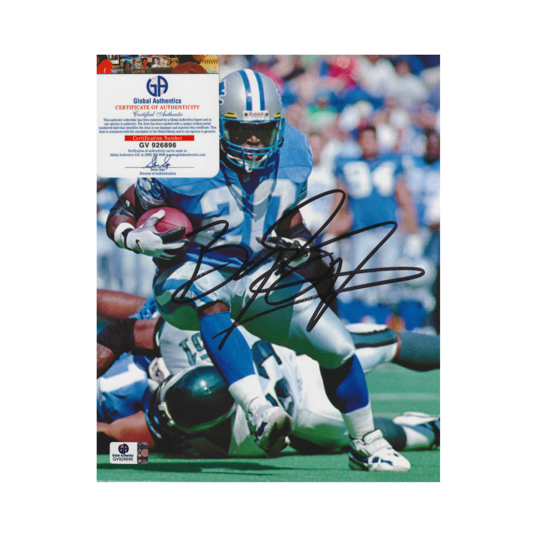 Barry Sanders Detroit Lions Autographed 8x10 Photo coa W/Frame