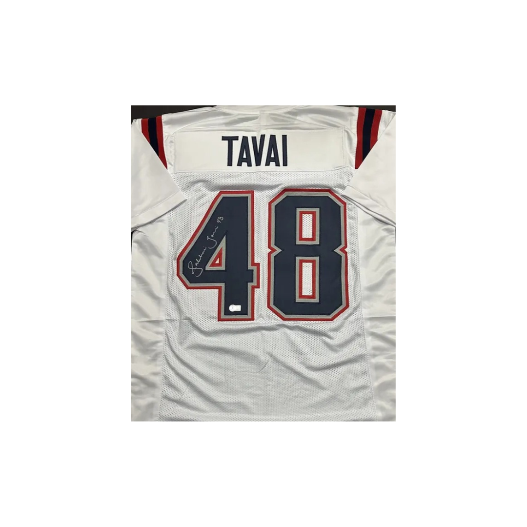 Jehlani Tavai New England Patriots Autographed Custom Football Jersey Hologram - Fan Freaks
