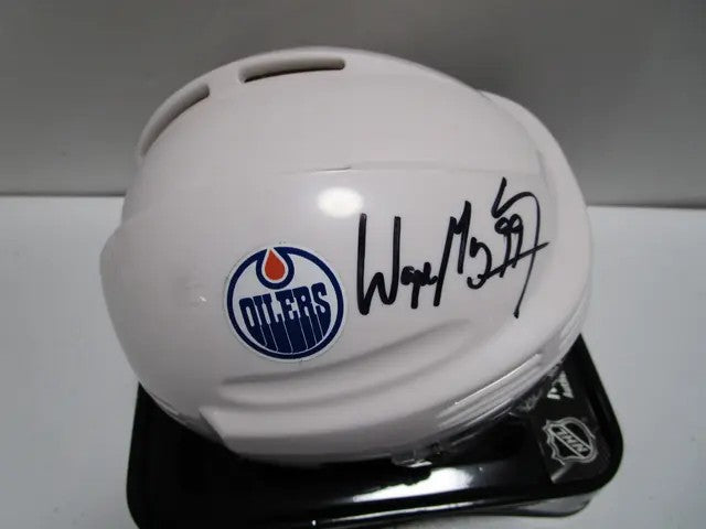 Wayne Gretzky of the Edmonton Oilers autographed mini hockey helmet COA