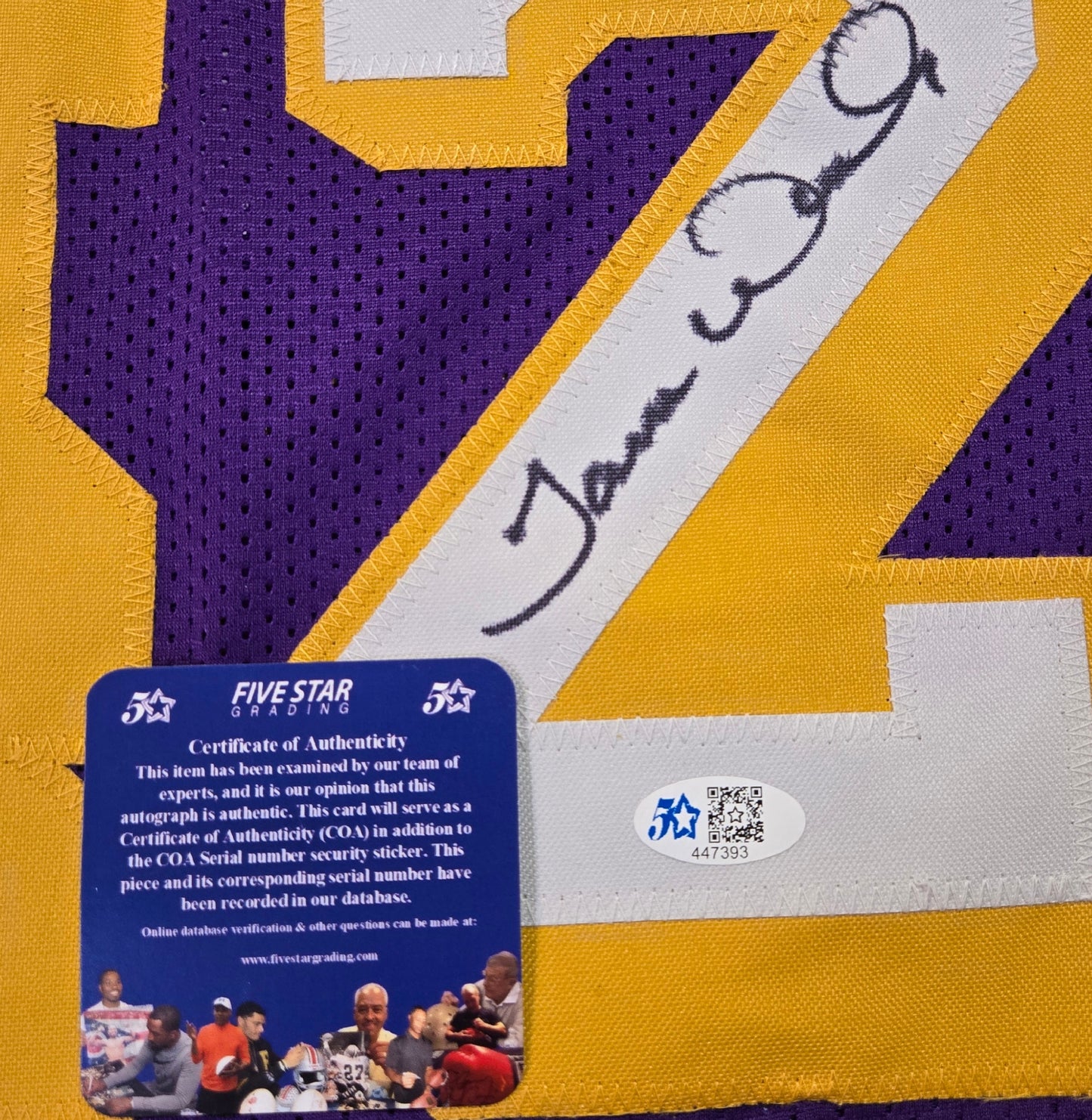 JAMES WORTHY SIGNED LOS ANGELES LAKERS JERSEY WITH COA
