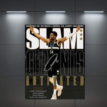 Giannis Antetokounmpo Milwaukee Bucks printed signature-style 8x10 photo art reprint, product image 3 of 3; not hand-autographed