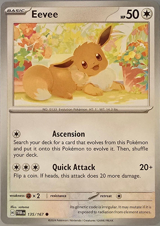 Eevee Pokémon card (number 135/167) from Twilight Masquerade