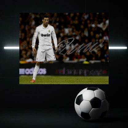 Cristiano Ronaldo Real Madrid printed signature-style 8x10 photo art reprint design 3, product image 1 of 3; not hand-autographed