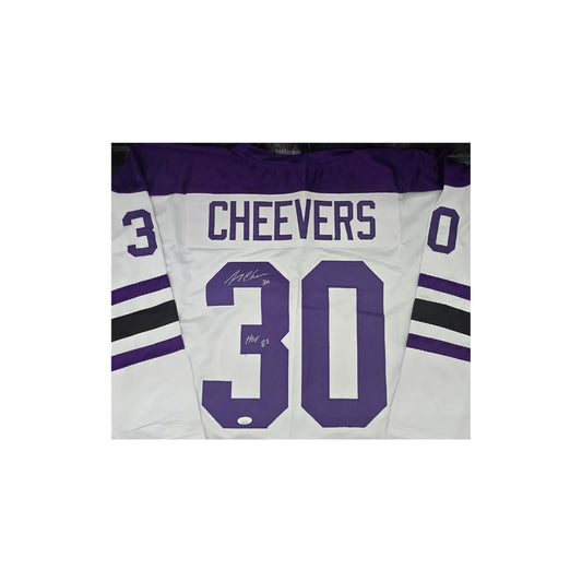 Gerry Cheevers Cleveland Crusaders Autographed & Ins Custom Hockey Jersey coa