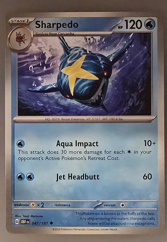 Sharpedo Pokémon card 2023 Scarlet & Violet Obsidian Flames