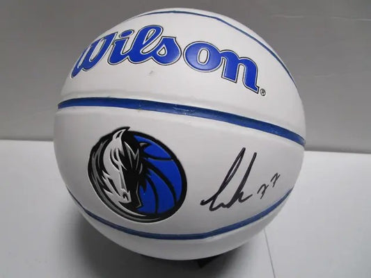 Luka Doncic of the Dallas Mavericks signed mini basketball PAAS COA