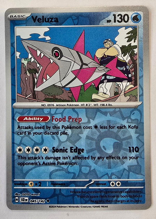 Veluza Pokémon card (number 045/142) from Stellar Crown