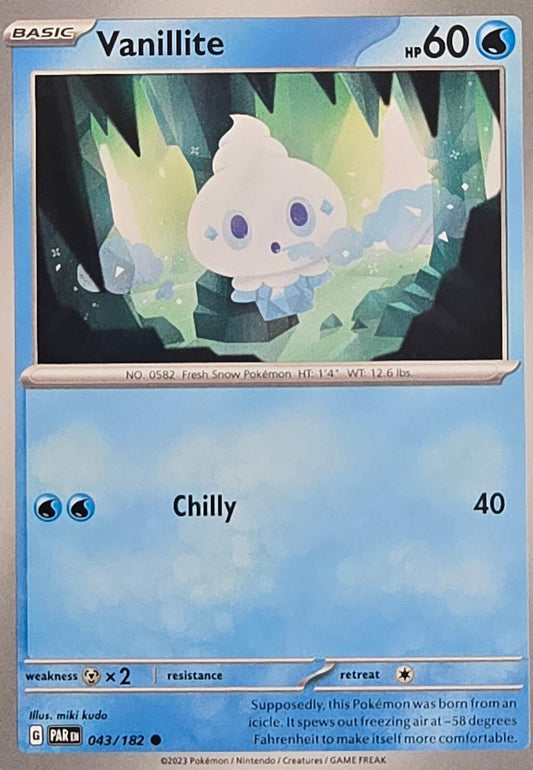 Vanillite Pokémon card from the Scarlet & Violet: Paradox Rift