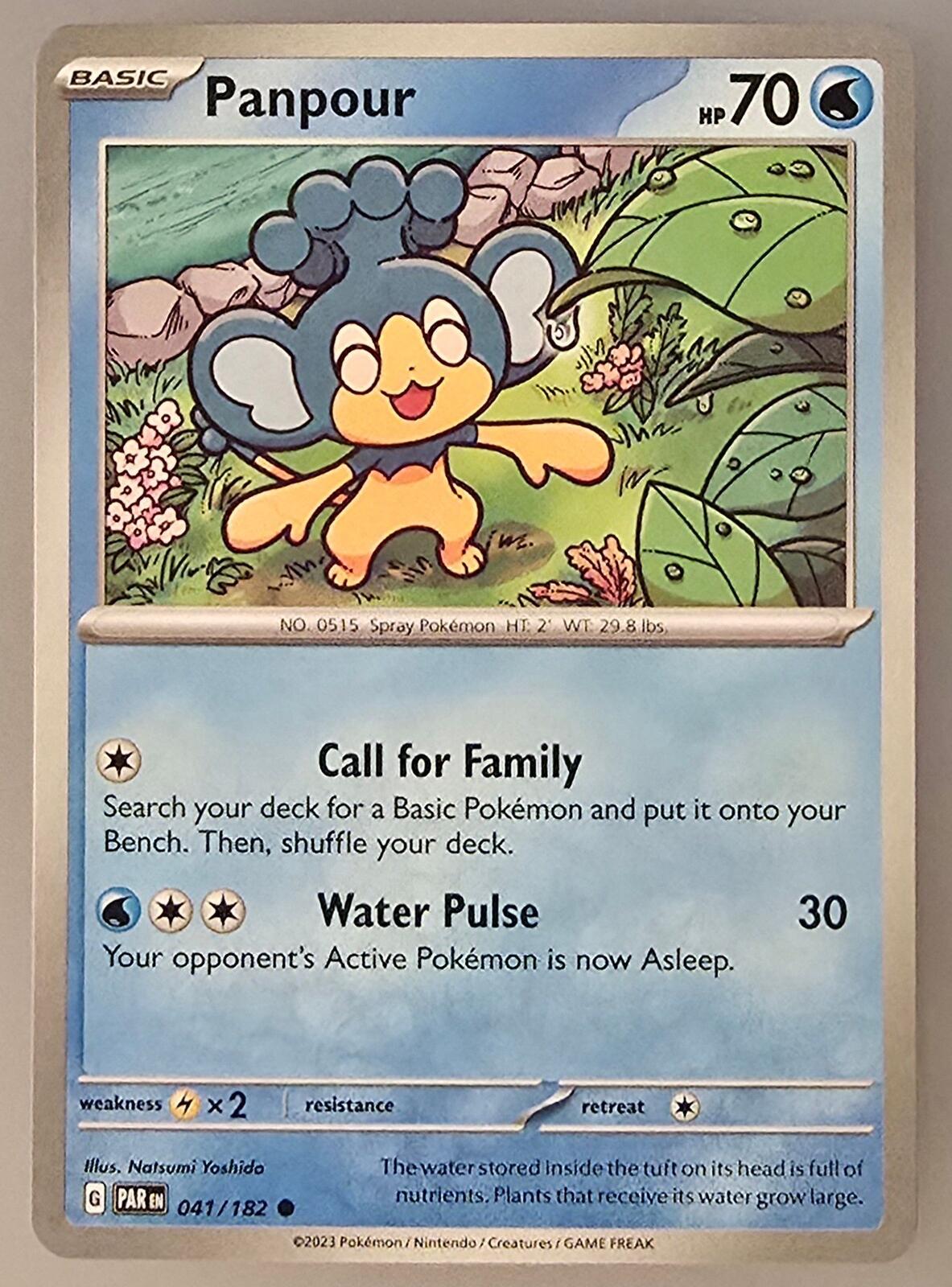 Panpour Pokémon card from Paradox Rift