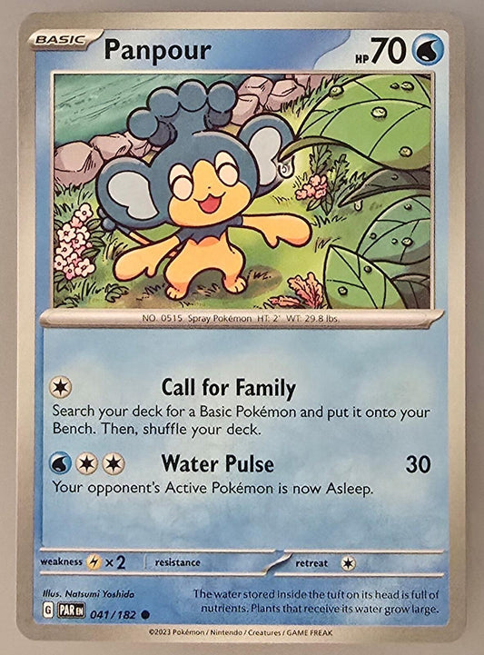 Panpour Pokémon card from Paradox Rift