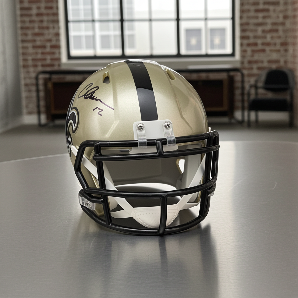Chris Olave of the New Orleans Saints autographed mini football helmet COA