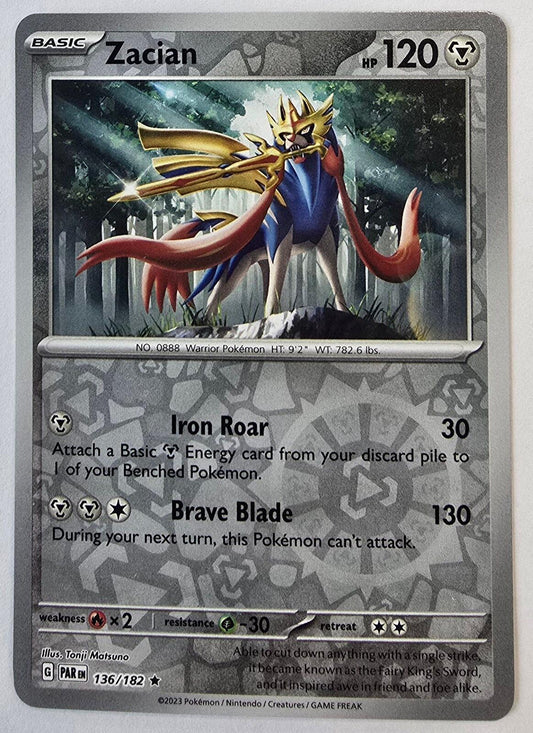 Zacian Pokémon card from Paradox Rift