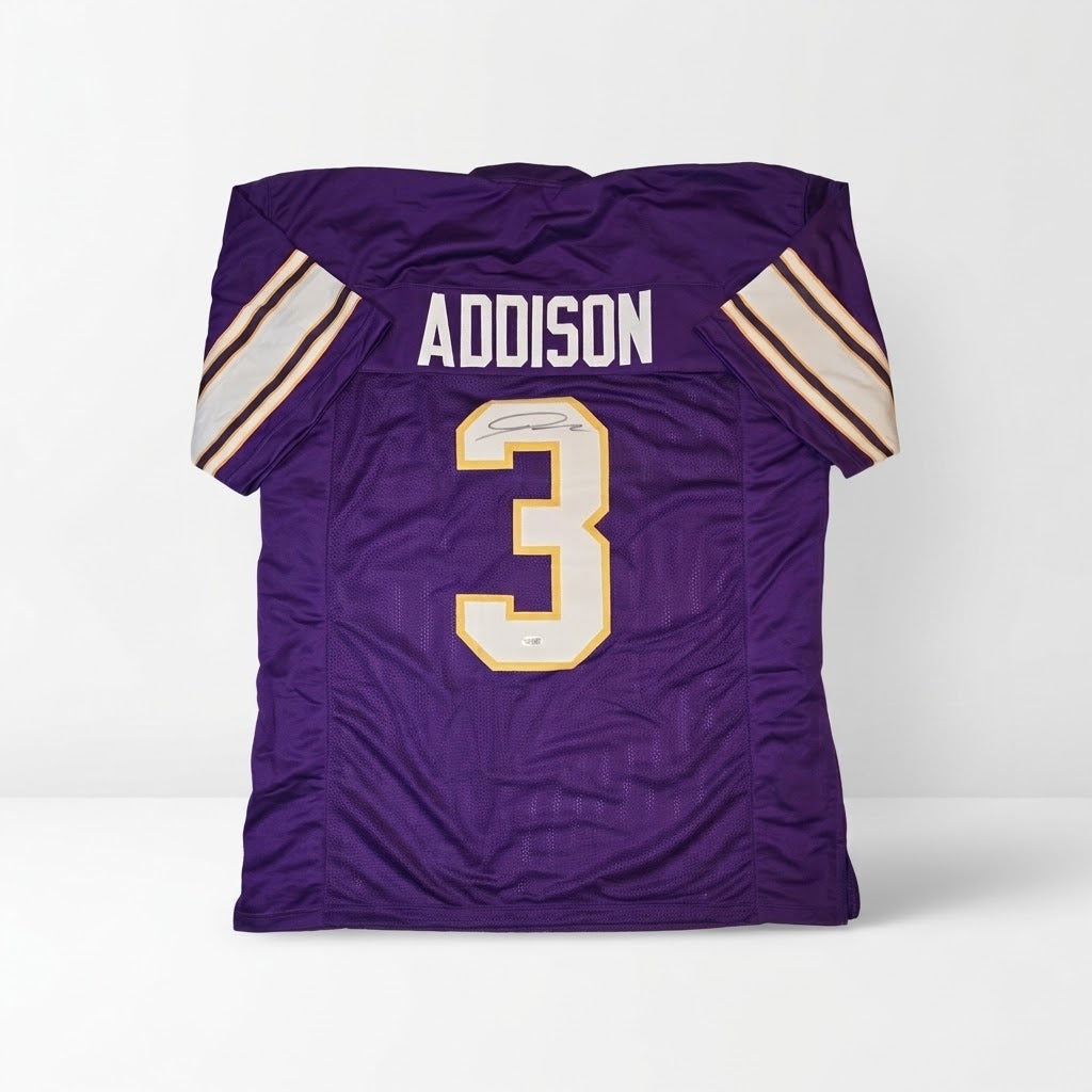 Jordan Addison Minnesota Vikings Autographed Football Jersey Beckett Hologram