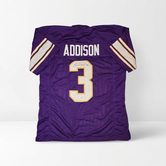 Jordan Addison Minnesota Vikings Autographed Football Jersey Beckett Hologram