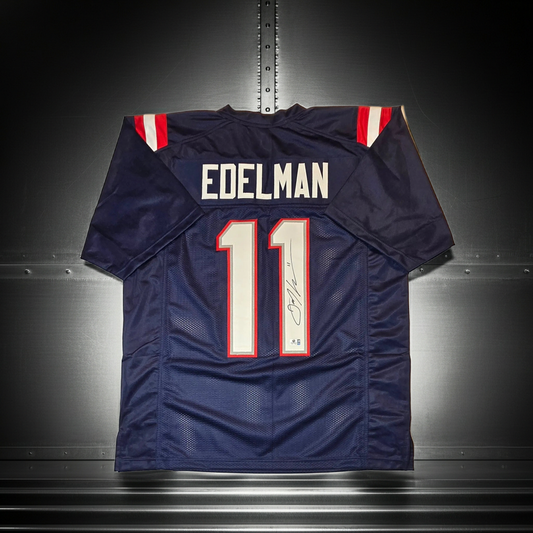 Julian Edelman New England Patriots Autographed Custom Football Jersey coa (XL)