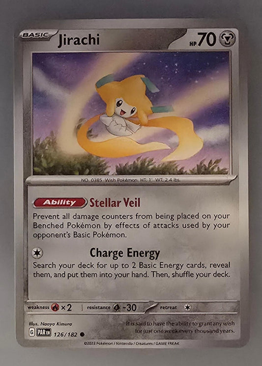 Jirachi Pokémon Card Paradox Rift set, numbered 126/182.
