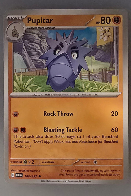 Pupitar Pokémon Card Scarlet & Violet Obsidian Flames expansion