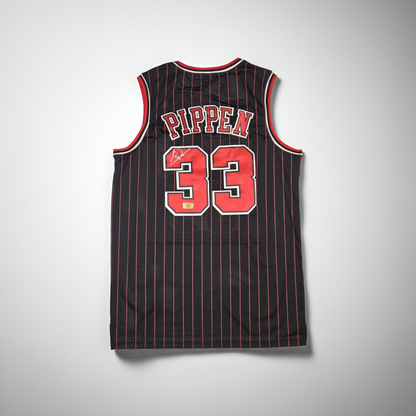 Scottie Pippen Chicago Bulls autographed basketball jersey with COA, primary product photograph