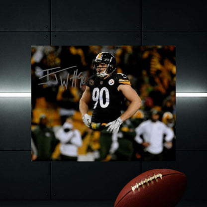 T.J. Watt Pittsburgh Steelers printed signature-style 8x10 photo art reprint design 1, product image 3 of 3; not hand-autographed