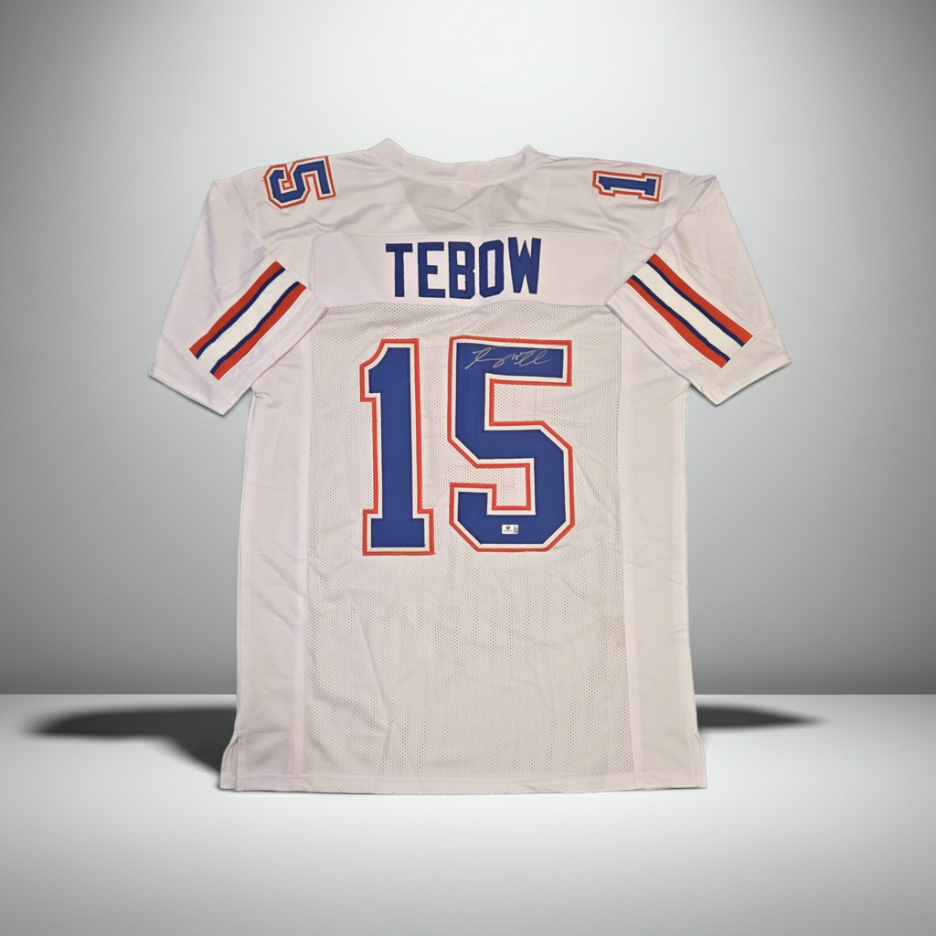 Tim Tebow Florida Gators Autographed Football Jersey coa