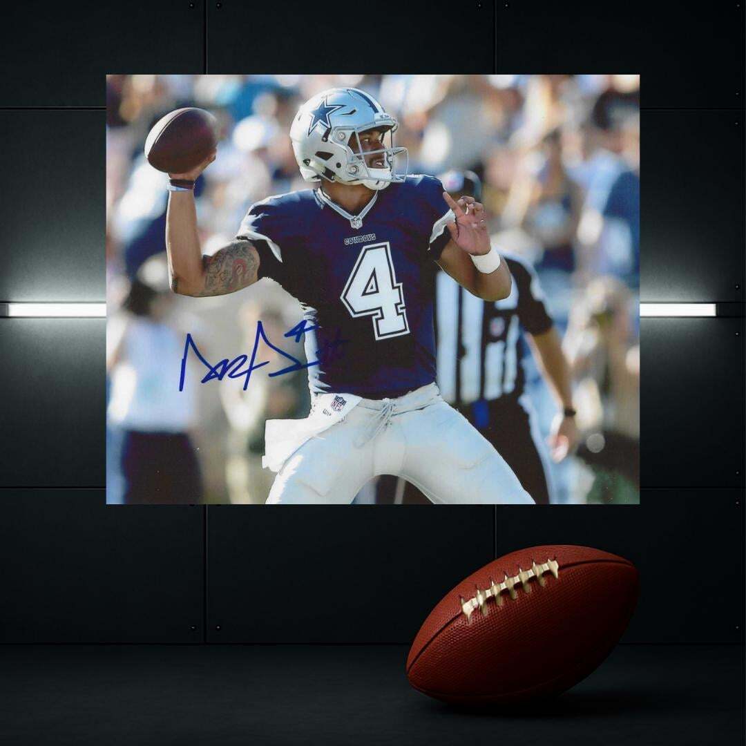 Dak Prescott of the Dallas Cowboys Signed Photo Print Autograph Wall Art