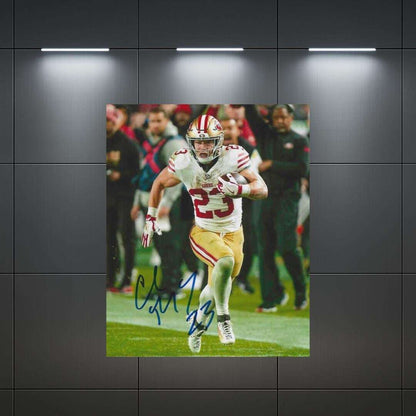 Christian McCaffrey San Francisco 49ers printed signature-style 8x10 photo art reprint design 1, product image 1 of 4; not hand-autographed
