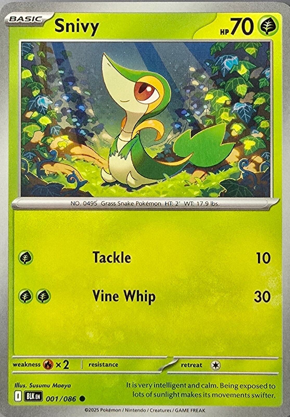 Snivy card from the Scarlet & Violet Black Bolt expansion