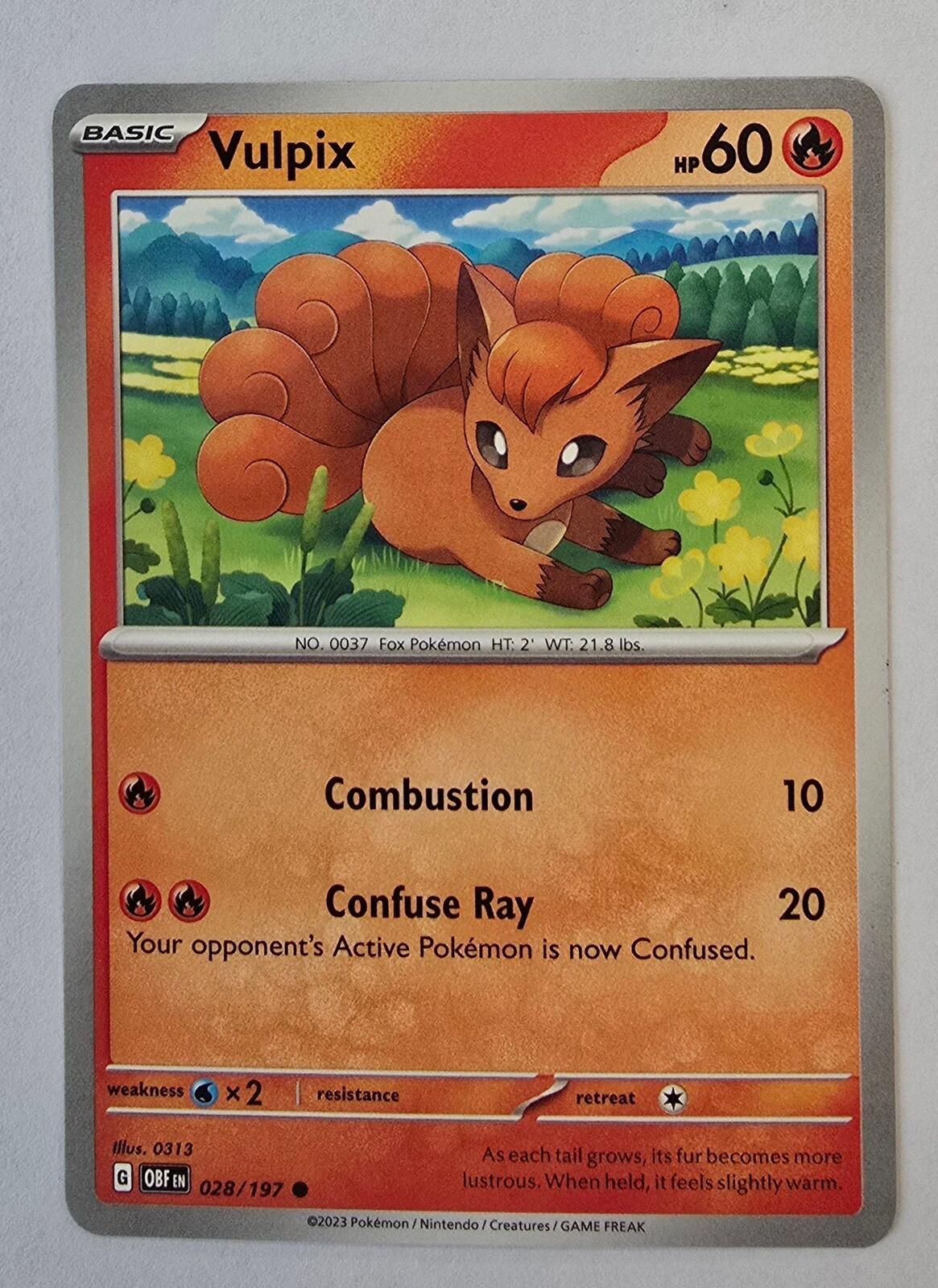 Vulpix #028/197 common Pokémon card Obsidian Flames