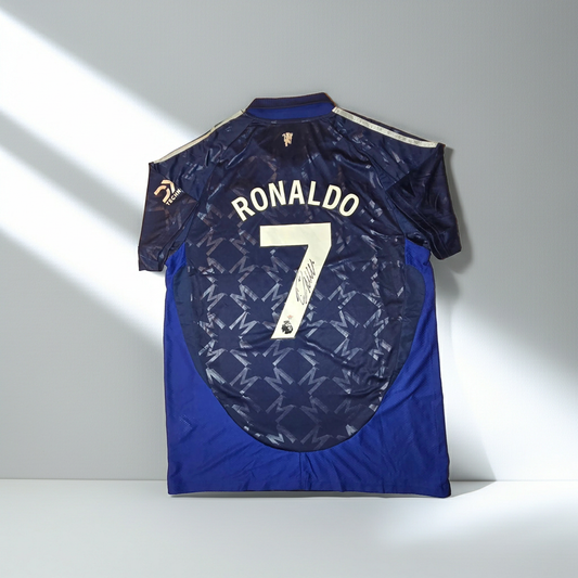 Cristiano Ronaldo of Manchester United autographed blue soccer jersey COA
