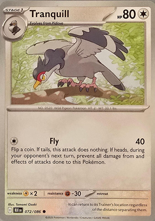 Tranquill Pokémon card from Black Bolt