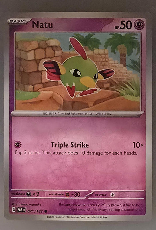Natu - SV04: Paradox Rift Reverse Holo Pokémon card.