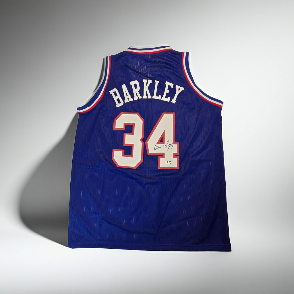 Charles Barkley Philadelphia 76ers Autographed Basketball Jersey coa