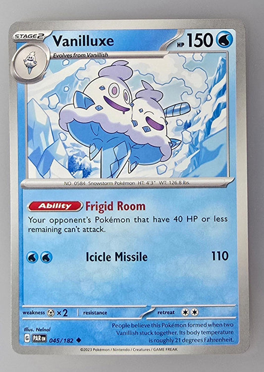 Vanilluxe Pokémon Trading Card from the Paradox Rift set.