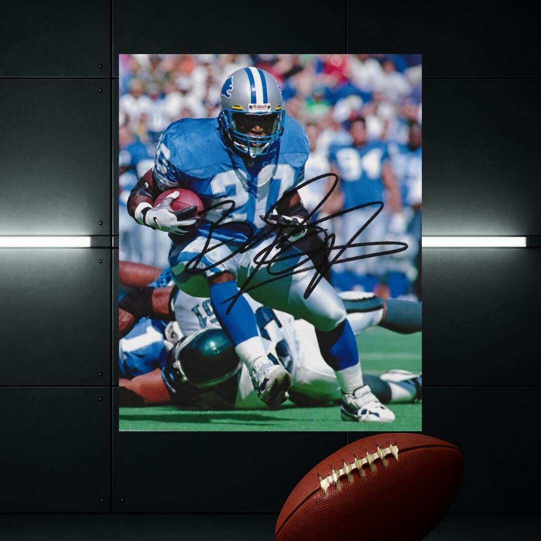 Barry Sanders Detroit Lions Signed Photo Print Autograph Wall Art