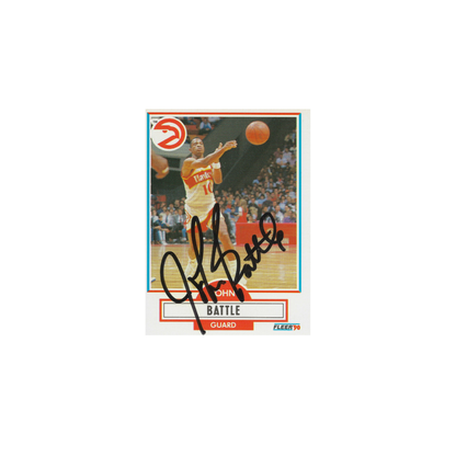 John Battle Atlanta Hawks autographed 1990 Fleer basketball card with Beckett authentication, first image