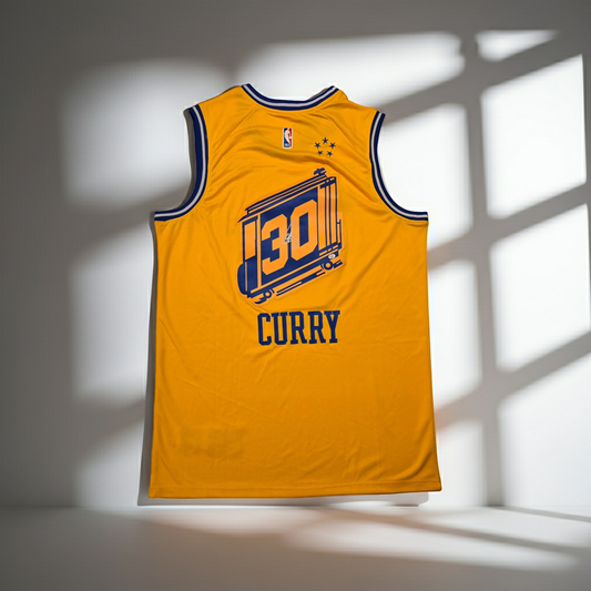 Stephen Curry of the Golden State Warriors signed Yellow basketball jersey COA