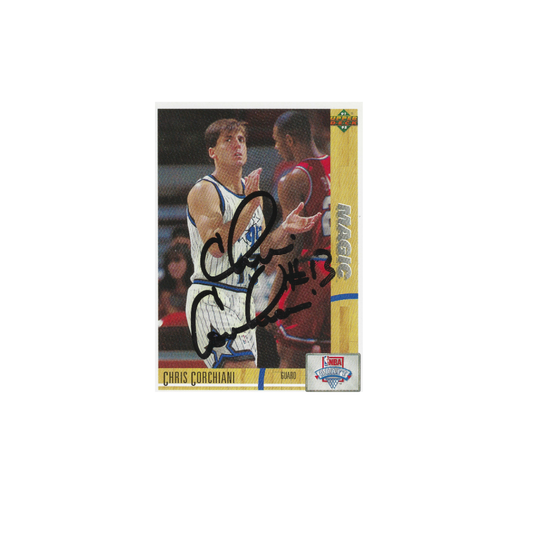 AUTHENTIC 1991-92 UPPER DECK JOHN CORCHIANI AUTOGRAPHED MAGIC ROOKIE CARD COA