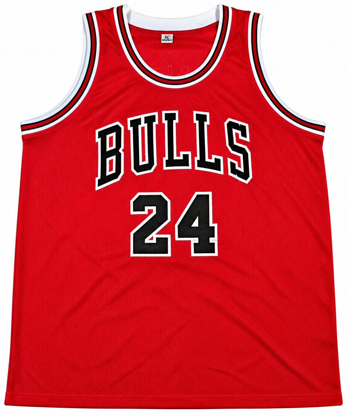 Front of red Chicago Bulls-style Brian Scalabrine number 24 basketball jersey size XL