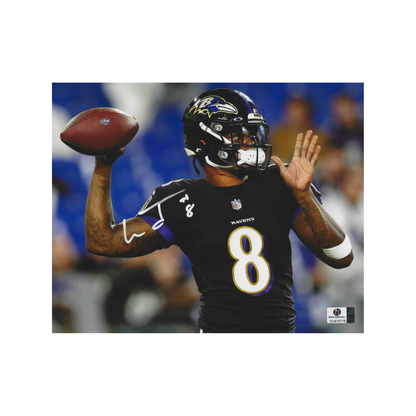 Lamar Jackson signed Baltimore Ravens framed 8x10 football photo, alternate view