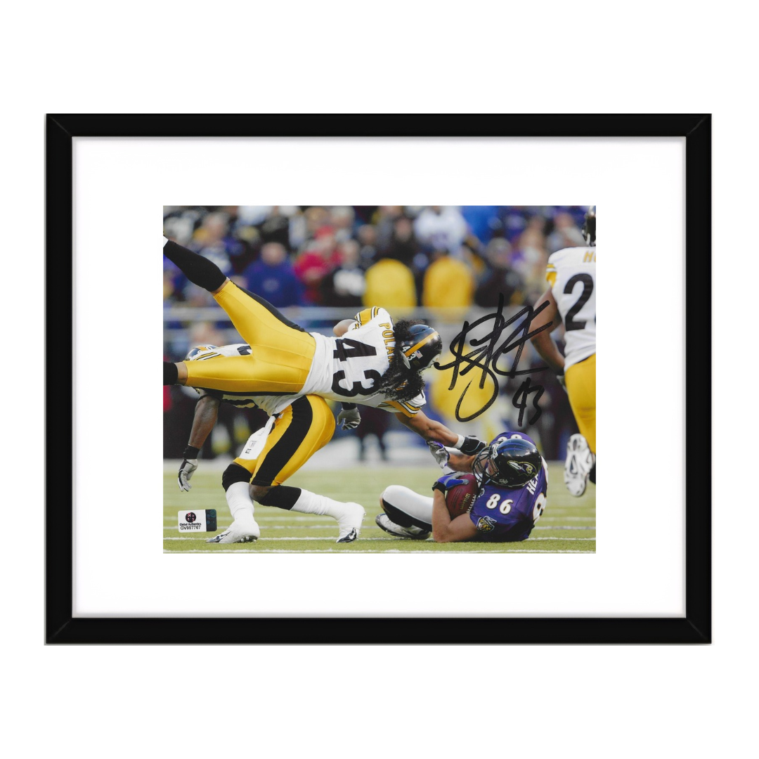 Framed Troy Polamalu Pittsburgh Steelers autographed 8x10 photo, Global Authentics GV957767