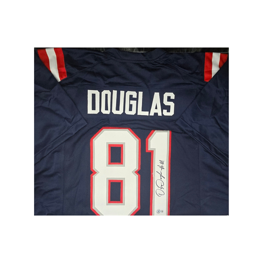 Demario Douglas New England Patriots Autographed Custom Football Jersey Hologram - Fan Freaks