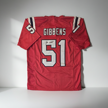 Jack Gibbens New England Patriots autographed football jersey with JSA hologram, primary product photograph