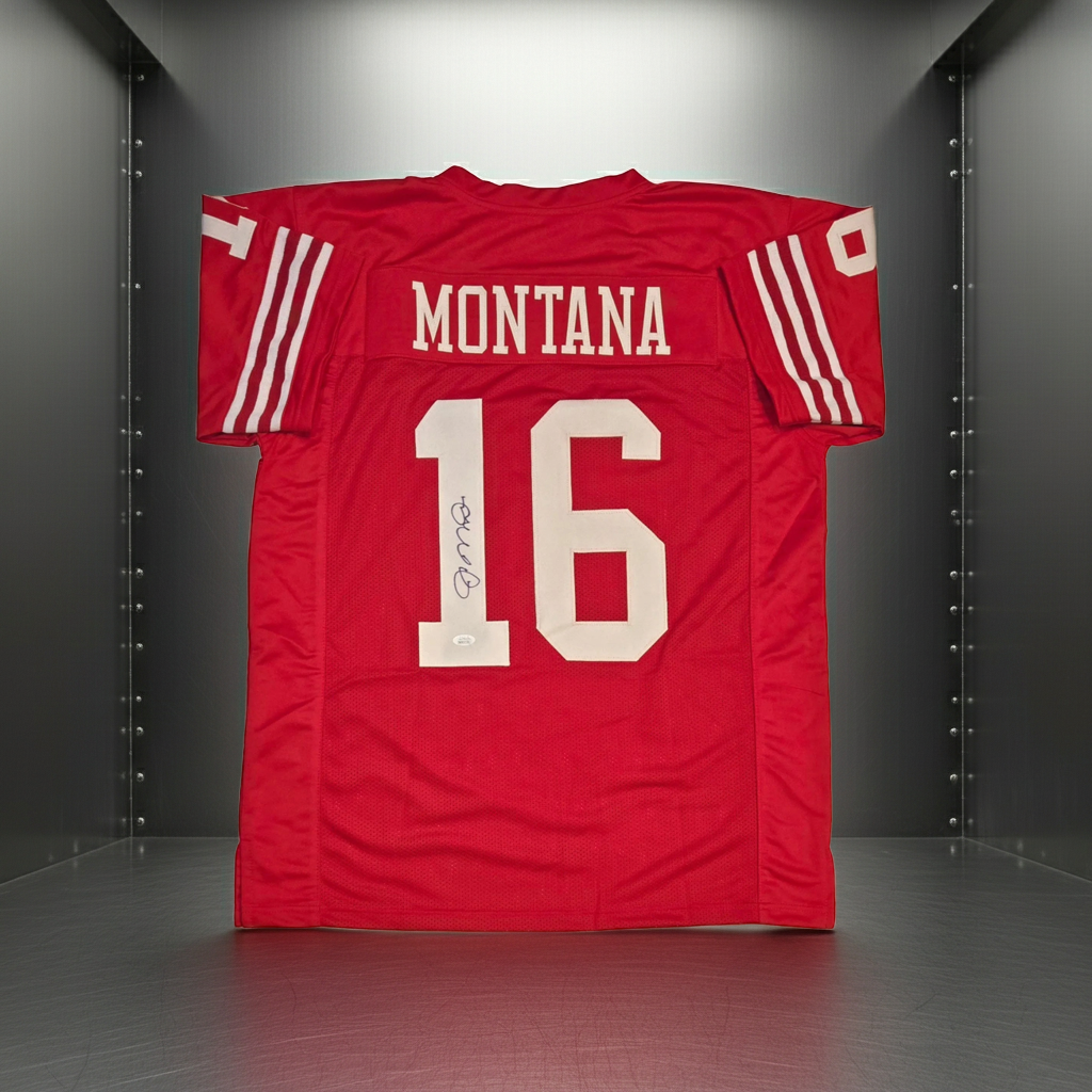 Joe Montana of the San Francisco 49ers signed autographed football jersey JSA COA (XL)