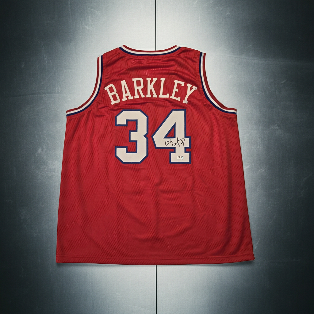 Charles Barkley Philadelphia 76ers Autographed Basketball Jersey coa