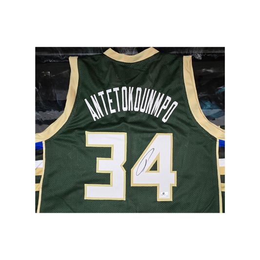 Giannis Antetokounmpo Milwaukee Bucks Basketball Jersey coa - Fan Freaks