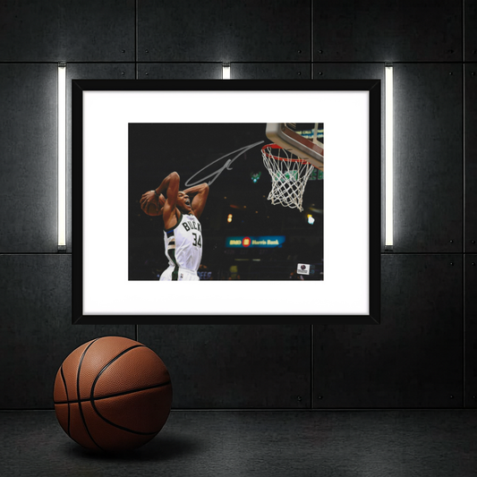 Giannis Antetokounmpo Milwaukee Bucks Autographed 8x10 Photo coa W/Frame
