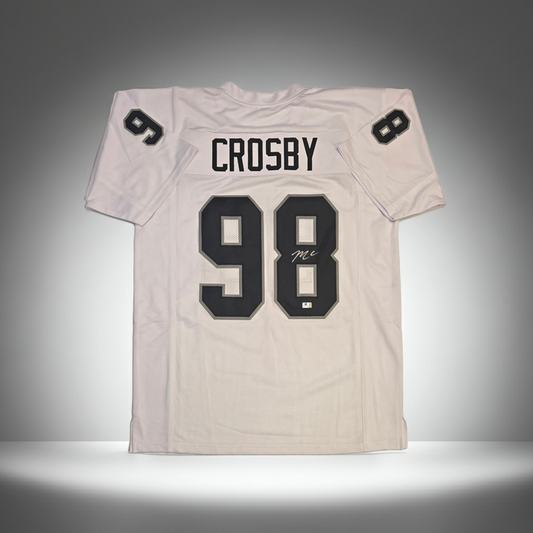 Maxx Crosby Las Vegas Raiders Autographed Custom White Football Jersey coa (XL)