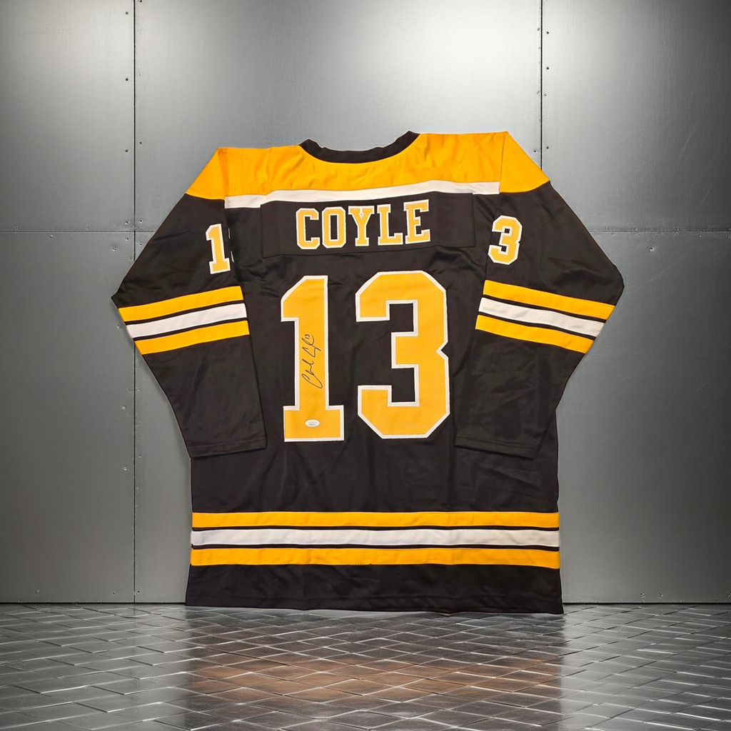Charlie Coyle Boston Bruins Autographed Custom Hockey Black Jersey coa