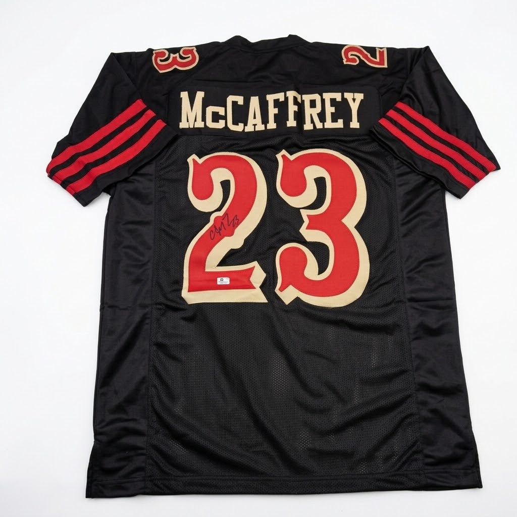 Christian McCaffery San Francisco 49ers Autographed Rivalry Black Football Jersey COA