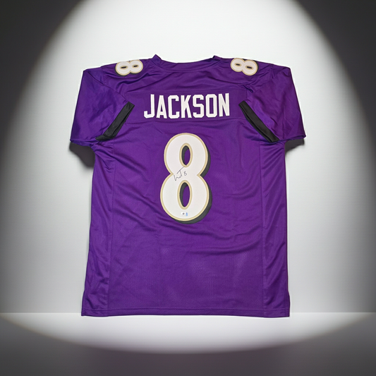 Lamar Jackson Baltimore Ravens Autographed Custom Football Jersey coa (XL)
